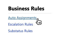 Auto Assignments Link in the Issuetrak Settings Menu