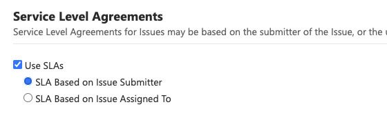 Enable Service Level Agreements in Issuetrak Features Settings