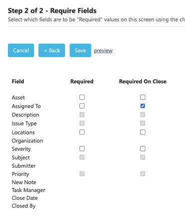 Rrequirement Settings on Add New Custom Screen