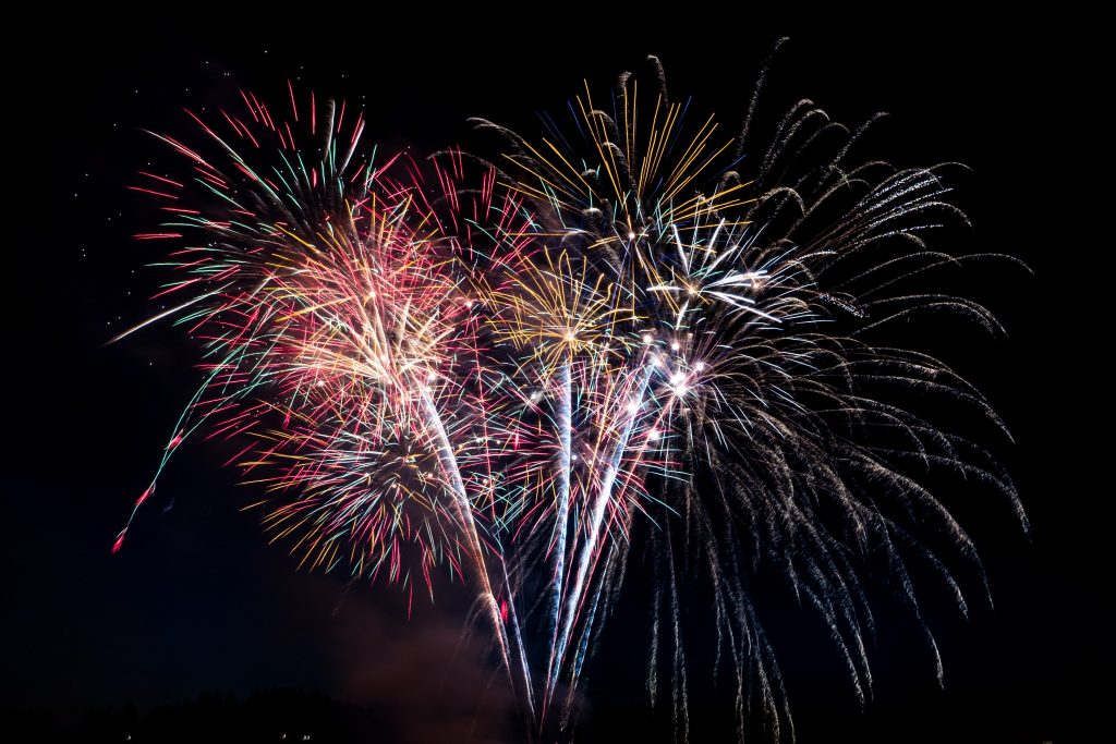 Fireworks against a black background