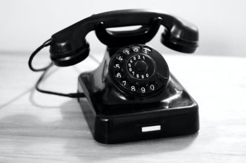 A picture of a rotary dial phone