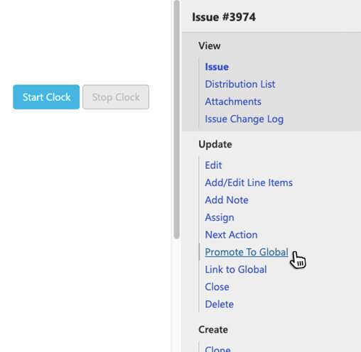 Promote to Global link in View Issue Context Menu