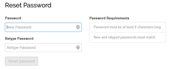 password reset; traktip