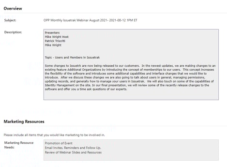 A screenshot of the application Issuetrak with text describing their most recent webinar.