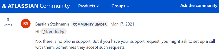 no phone support jira