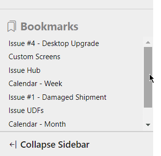 Scrolling bookmarks section